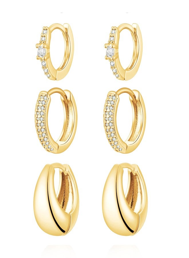 VIROMY Gold Hoop Earrings Set for Women Trendy, 14K Gold Plated Lightweight Small gold Hoop Earrings Chunky Open Hoops Earrings Stacks Jewelry Gifts - Image 1